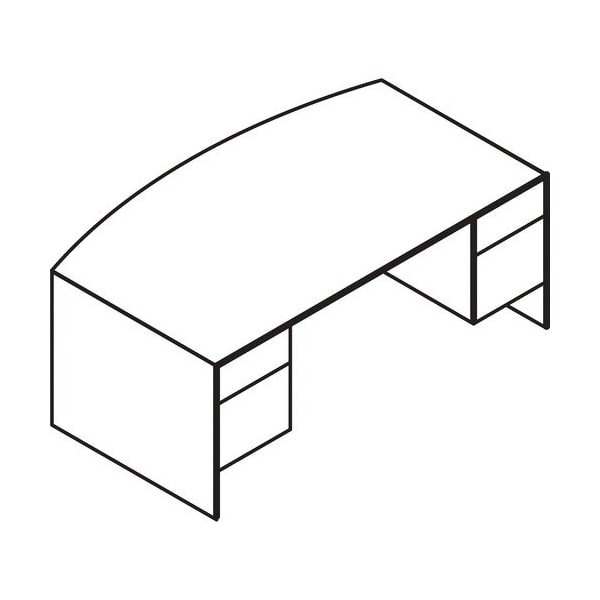 Groupe Lacasse Desk, Dble Ped, Bow, SS Handle, B/F, 72inx42inx29in, Sahara LAS4XF4272FRR - main